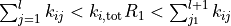 \sum_{j=1}^{l} k_{ij} < k_{i,\mathrm{tot}}R_{1} < \sum_{j_1}^{l+1}k_{ij}