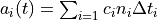 a_{i}(t)=\sum_{i=1} c_{i} n_{i}\Delta t_i